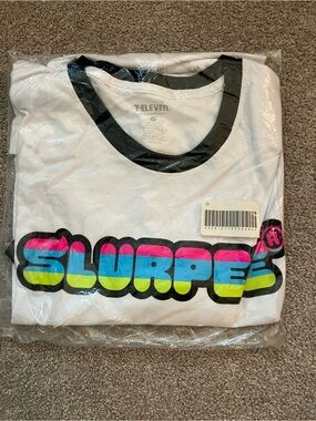7-Eleven Slurpee White Ringer Tee with Neon Logo